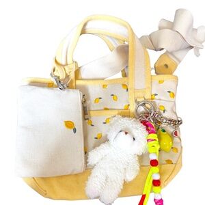 VIRAL Madden Girl LEMON Mini Tote Crossbody Bag with Charms and Keychain NWT